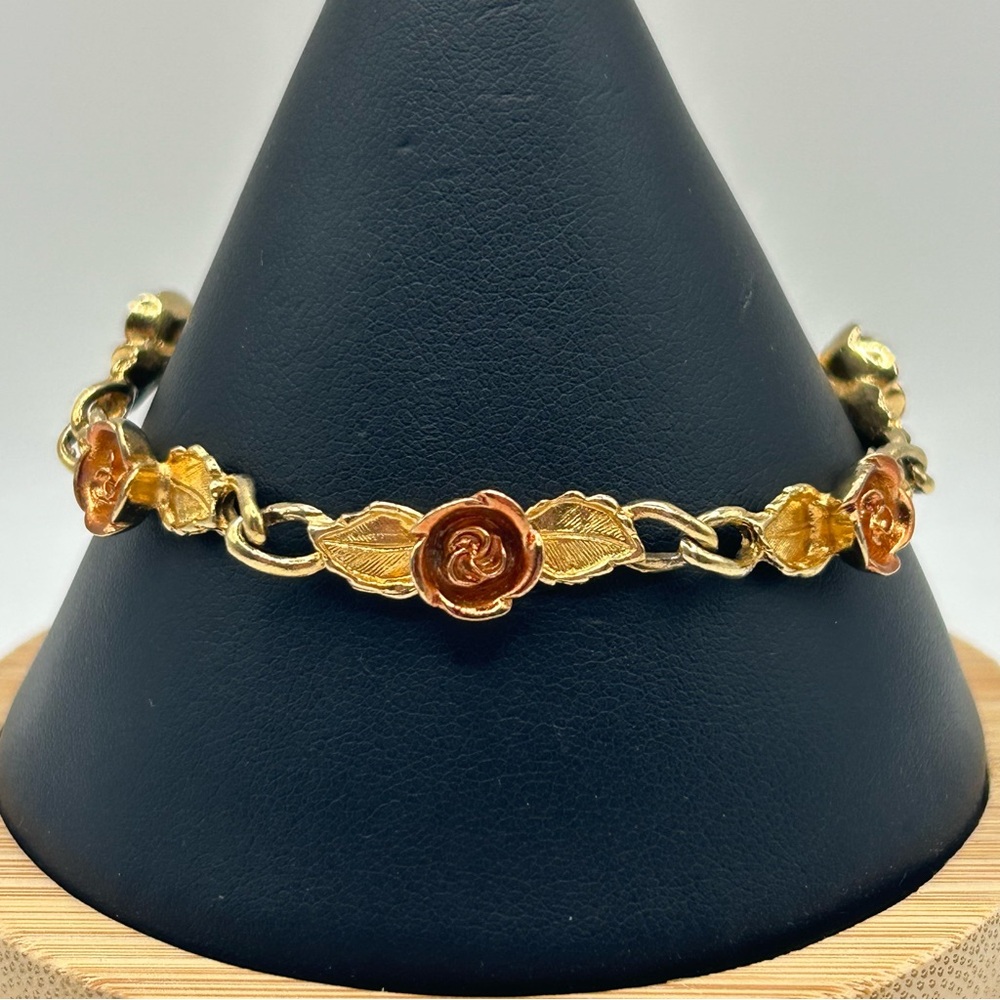 Vintage 70's Collectible Avon βBurnished Rose Collectionβ Gold Tone Bracelet